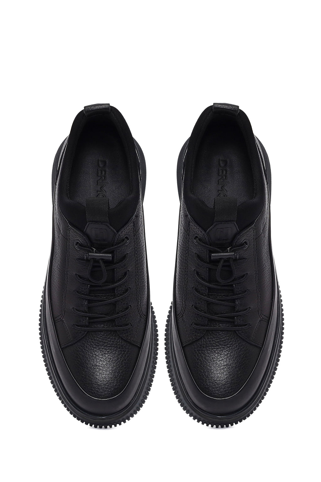 Erkek Siyah Bağcıklı Deri Sneaker