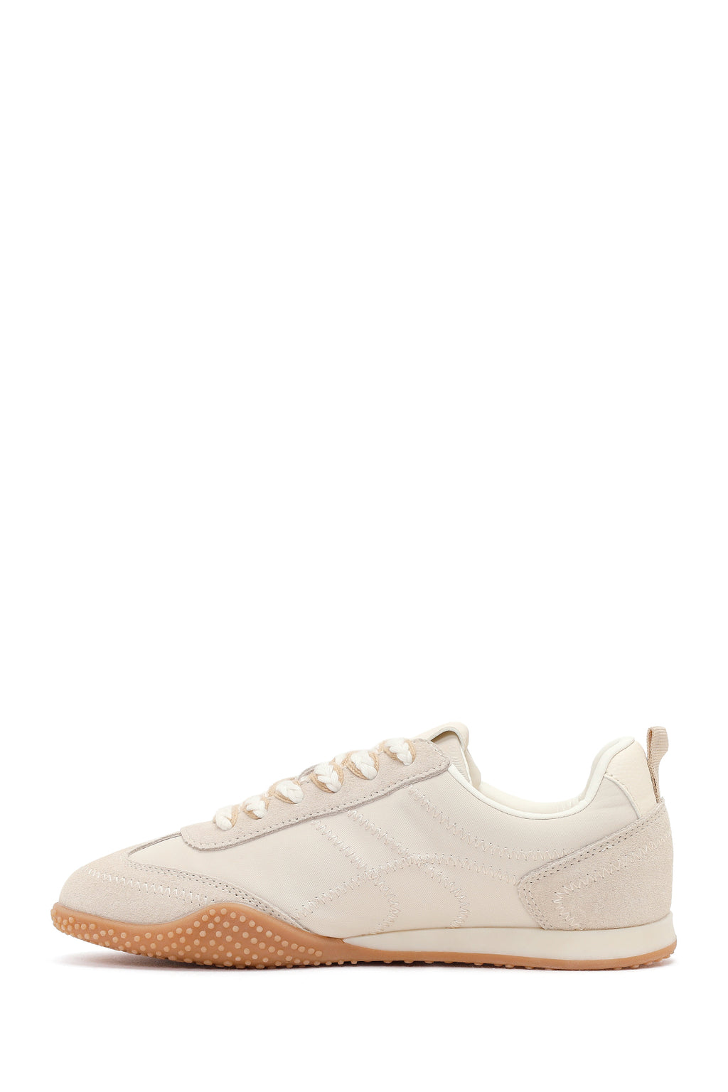 Kadın Krem Bağcıklı Deri Sneaker