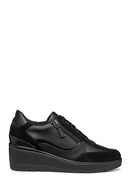 Geox Women's Black Lace-Up Wedge Heeled Sneakers | Derimod Geox Women's Black Lace-Up Wedge Heeled Sneakers | Derimod