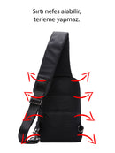 D-Pack Men's Black Technological Fabric Crossbody Bag | Derimod D-Pack Men's Black Technological Fabric Crossbody Bag | Derimod