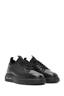 Erkek Siyah Bağcıklı Kalın Tabanlı Deri Sneaker | Derimod Erkek Siyah Bağcıklı Kalın Tabanlı Deri Sneaker | Derimod