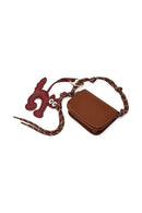 Women's Brown Long Strap Plush Shoulder Bag with Charms | Derimod Women's Brown Long Strap Plush Shoulder Bag with Charms | Derimod