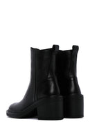 Women's Black Leather Zippered Heeled Boots | Derimod Women's Black Leather Zippered Heeled Boots | Derimod