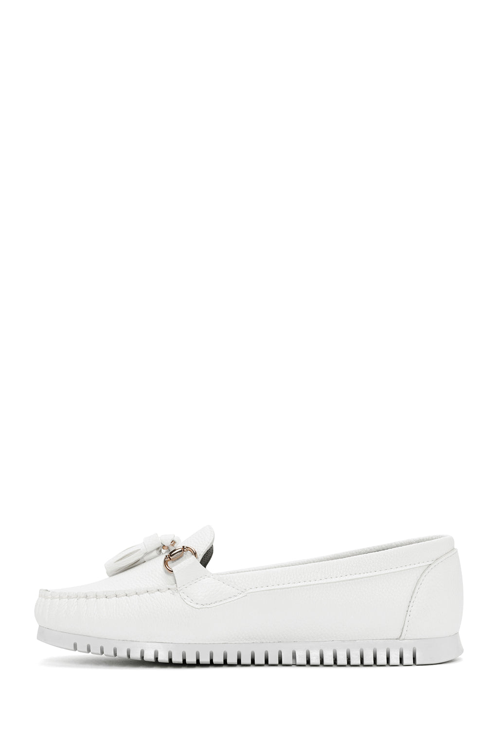 Kadın Beyaz Püskül Detaylı Loafer