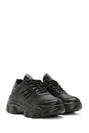 Women's Black Lace-Up Thick Soled Sneaker | Derimod Women's Black Lace-Up Thick Soled Sneaker | Derimod