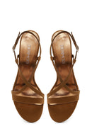 Kadın Taba Bilekten Tokalı Yüksek İnce Topuklu Süet Sandalet | Derimod Kadın Taba Bilekten Tokalı Yüksek İnce Topuklu Süet Sandalet | Derimod