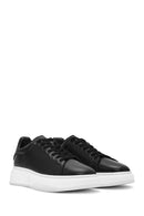 Erkek Siyah Bağcıklı Kalın Tabanlı Deri Sneaker | Derimod Erkek Siyah Bağcıklı Kalın Tabanlı Deri Sneaker | Derimod