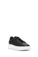 Erkek Siyah Bağcıklı Kalın Tabanlı Deri Sneaker | Derimod Erkek Siyah Bağcıklı Kalın Tabanlı Deri Sneaker | Derimod
