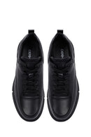 Erkek Siyah Bağcıklı Deri Casual Sneaker | Derimod Erkek Siyah Bağcıklı Deri Casual Sneaker | Derimod