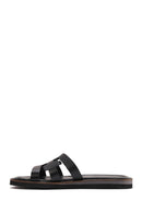 Women's Black Leather Slippers | Derimod Women's Black Leather Slippers | Derimod