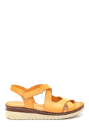 Kadın Sarı Deri Comfort Sandalet | Derimod Kadın Sarı Deri Comfort Sandalet | Derimod
