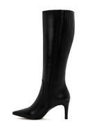 Women's Black Zippered Thin Heeled Leather Boots | Derimod Women's Black Zippered Thin Heeled Leather Boots | Derimod