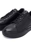 Men's Black Lace-Up Thick Sole Leather Sneakers | Derimod Men's Black Lace-Up Thick Sole Leather Sneakers | Derimod
