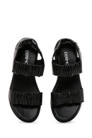 Women's Black Leather Comfort Sandals | Derimod Women's Black Leather Comfort Sandals | Derimod