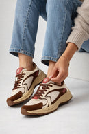 Derimod Studio Kadın Bej Bağcıklı Kalın Tabanlı Sneaker | Derimod Derimod Studio Kadın Bej Bağcıklı Kalın Tabanlı Sneaker | Derimod