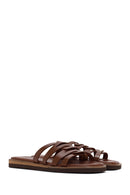 Women's Brown Leather Comfort Slippers | Derimod Women's Brown Leather Comfort Slippers | Derimod