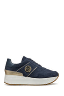 Geox Women Navy Low-Top Lace-Up Thick Sole Suede Leather Sneaker | Derimod Geox Women Navy Low-Top Lace-Up Thick Sole Suede Leather Sneaker | Derimod