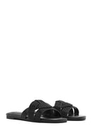 Women's Black Stone Slippers | Derimod Women's Black Stone Slippers | Derimod