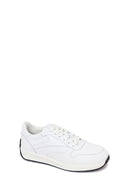Kadın Beyaz Bağcıklı Deri Sneaker | Derimod Kadın Beyaz Bağcıklı Deri Sneaker | Derimod