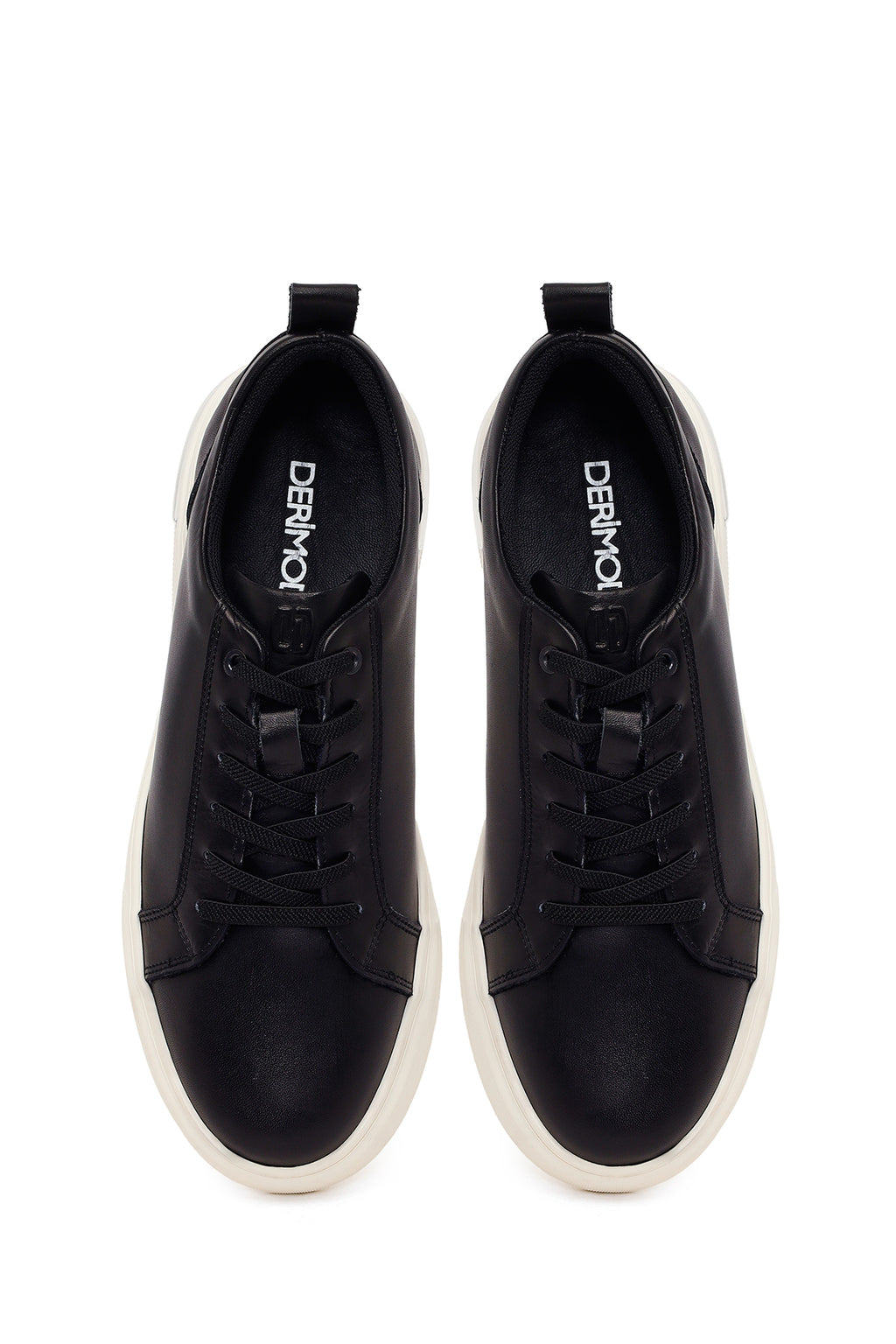 Erkek Siyah Bağcıklı Deri Sneaker