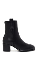 Woman Black Zip Closure Thick-Heeled Leather Boots | Derimod Woman Black Zip Closure Thick-Heeled Leather Boots | Derimod