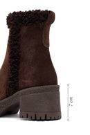 Woman Brown Zippered Chunky Heel Suede Leather Boat | Derimod Woman Brown Zippered Chunky Heel Suede Leather Boat | Derimod
