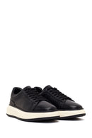 Erkek Siyah Bağcıklı Kalın Tabanlı Deri Sneaker | Derimod Erkek Siyah Bağcıklı Kalın Tabanlı Deri Sneaker | Derimod