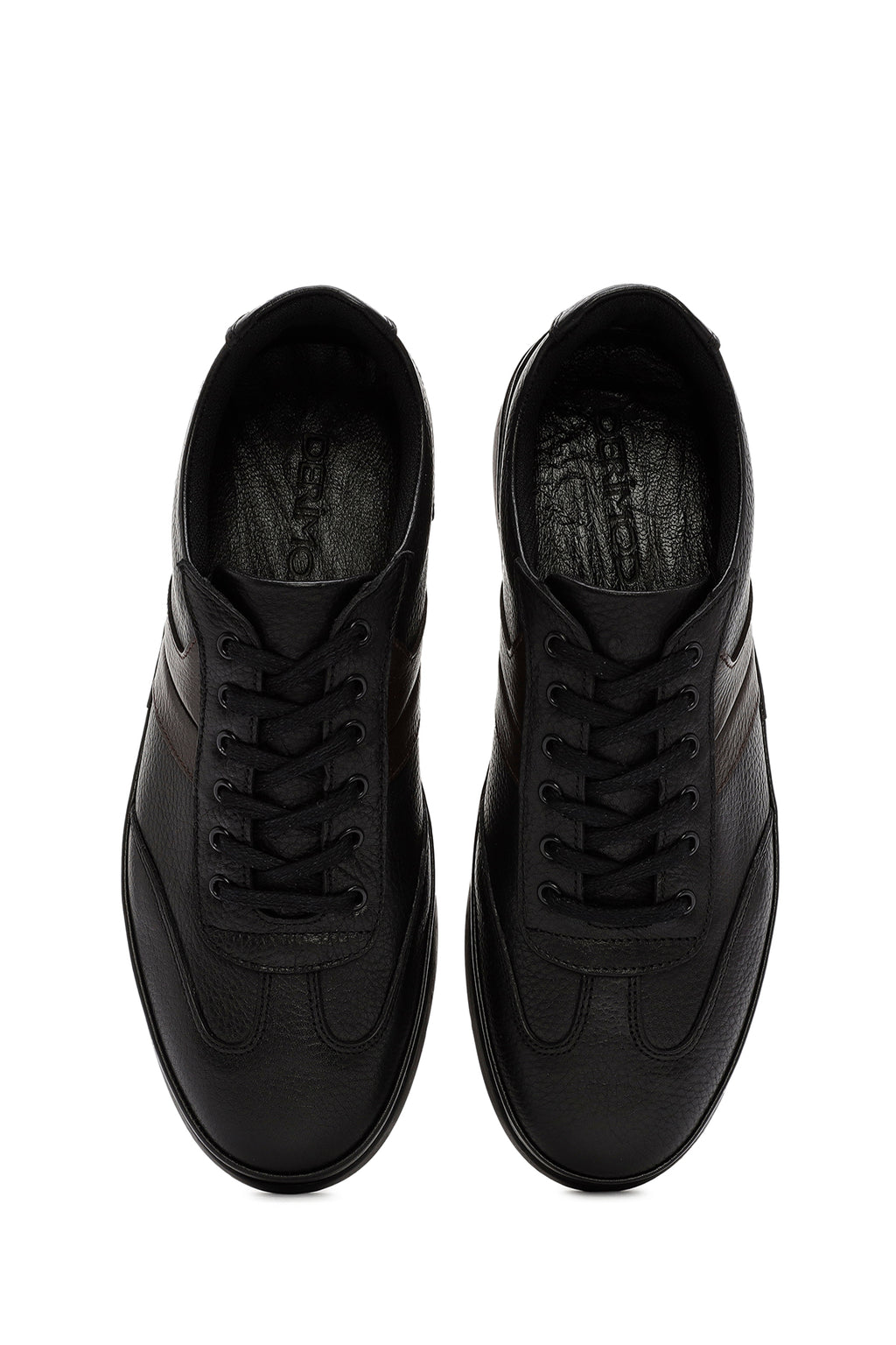 Erkek Siyah Bağcıklı Deri Sneaker
