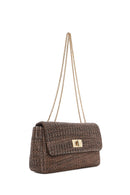 Women's Brown Long Chain Strap Straw Shoulder Bag | Derimod Women's Brown Long Chain Strap Straw Shoulder Bag | Derimod