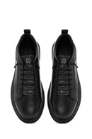 Erkek Siyah Bağcıklı Deri Sneaker | Derimod Erkek Siyah Bağcıklı Deri Sneaker | Derimod