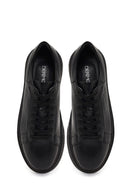 Erkek Siyah Bağcıklı Kalın Tabanlı Deri Sneaker | Derimod Erkek Siyah Bağcıklı Kalın Tabanlı Deri Sneaker | Derimod