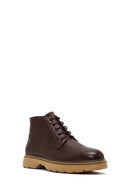 Men's Brown Lace-Up Zipper Leather Casual Boot | Derimod Men's Brown Lace-Up Zipper Leather Casual Boot | Derimod