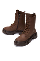 Women's Brown Boot Leather Boots | Derimod Women's Brown Boot Leather Boots | Derimod