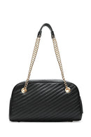 Women's Black Chain Strap Quilted Shoulder Bag | Derimod Women's Black Chain Strap Quilted Shoulder Bag | Derimod