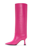 Women's Pink Leather Heeled Boots | Derimod Women's Pink Leather Heeled Boots | Derimod