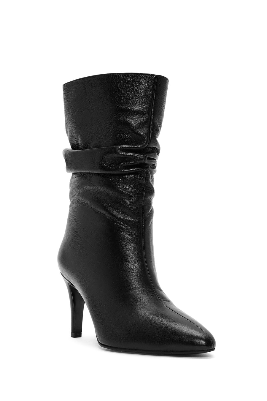 Woman Black Heeled Leather Boots