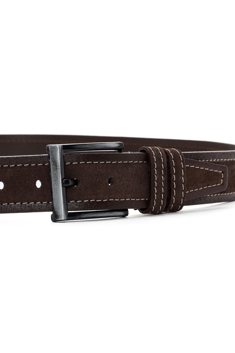 Men's Brown Suede Leather Belt