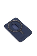 Men's Navy Leather Magnetic Wallet | Derimod