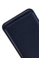 Men's Navy Leather Magnetic Wallet | Derimod