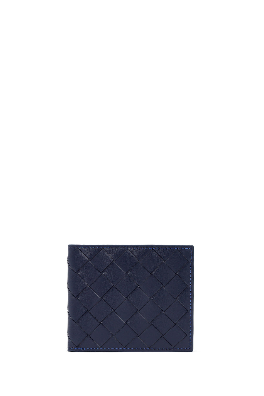 Men's Navy Blue Braided Leather Wallet 000A2D361729 | Derimod