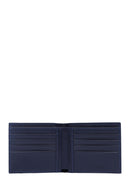 Men's Navy Blue Braided Leather Wallet | Derimod
