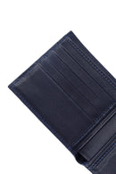 Men's Navy Blue Braided Leather Wallet | Derimod