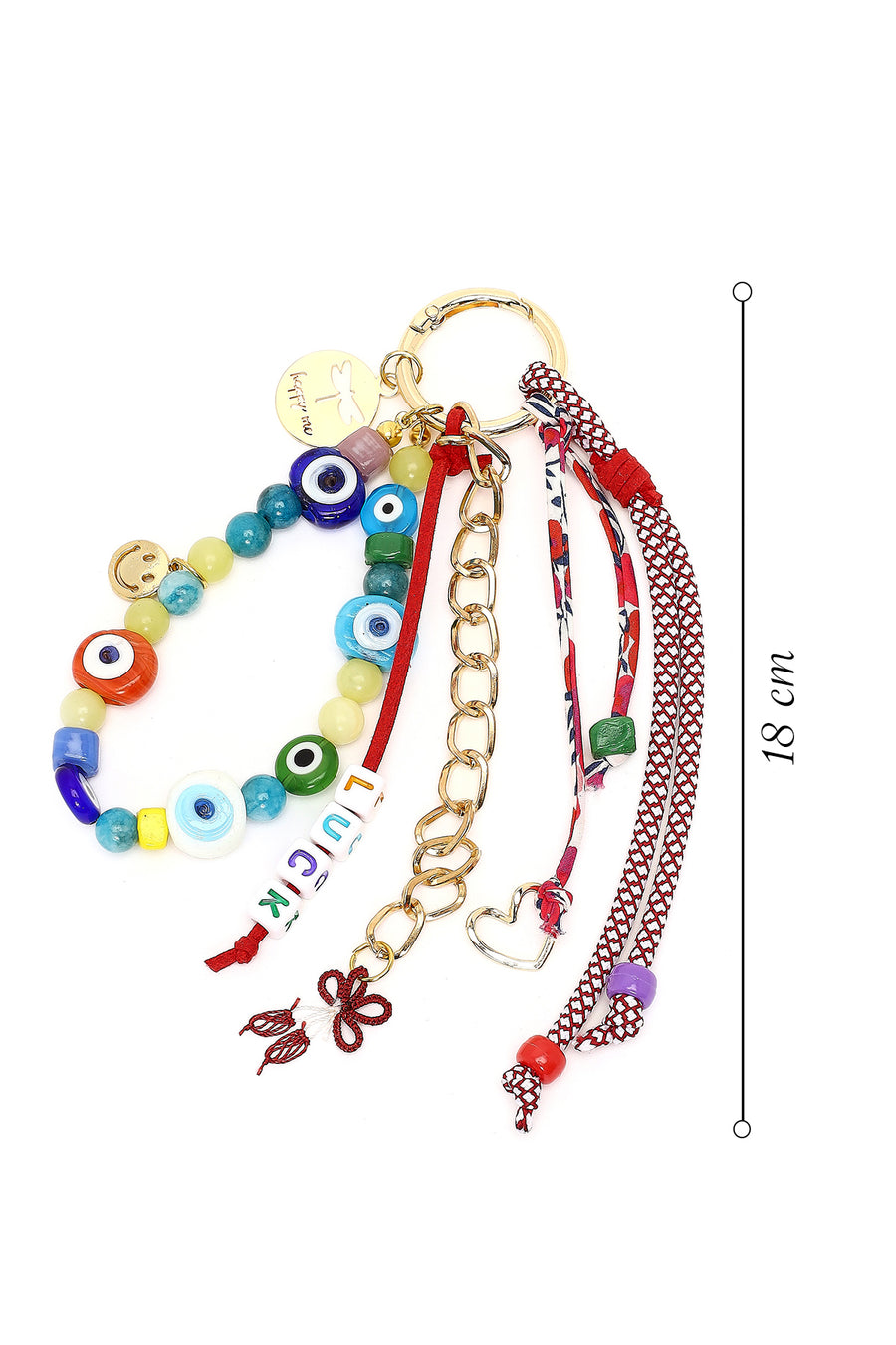 Women's Multicolor Chain Detailed Beaded Metal Charm