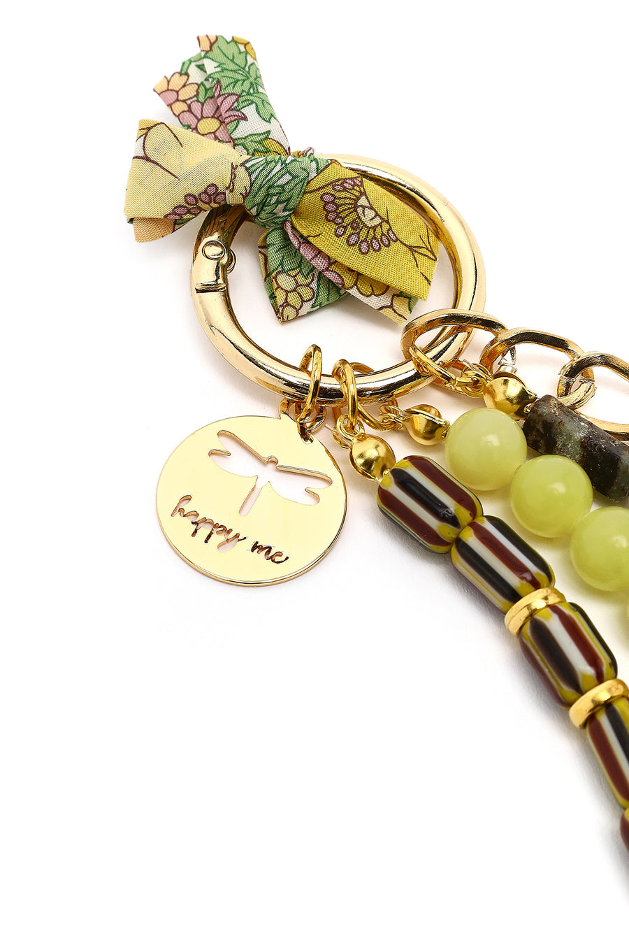 Women's Green Beaded Metal Charm