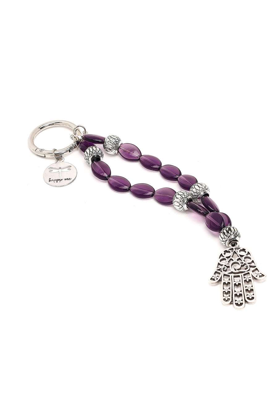 Women's Purple Beaded Metal Charm