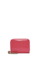 Women's Pink Crocodile Patterned Card Holder | Derimod