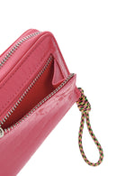 Women's Pink Crocodile Patterned Card Holder | Derimod