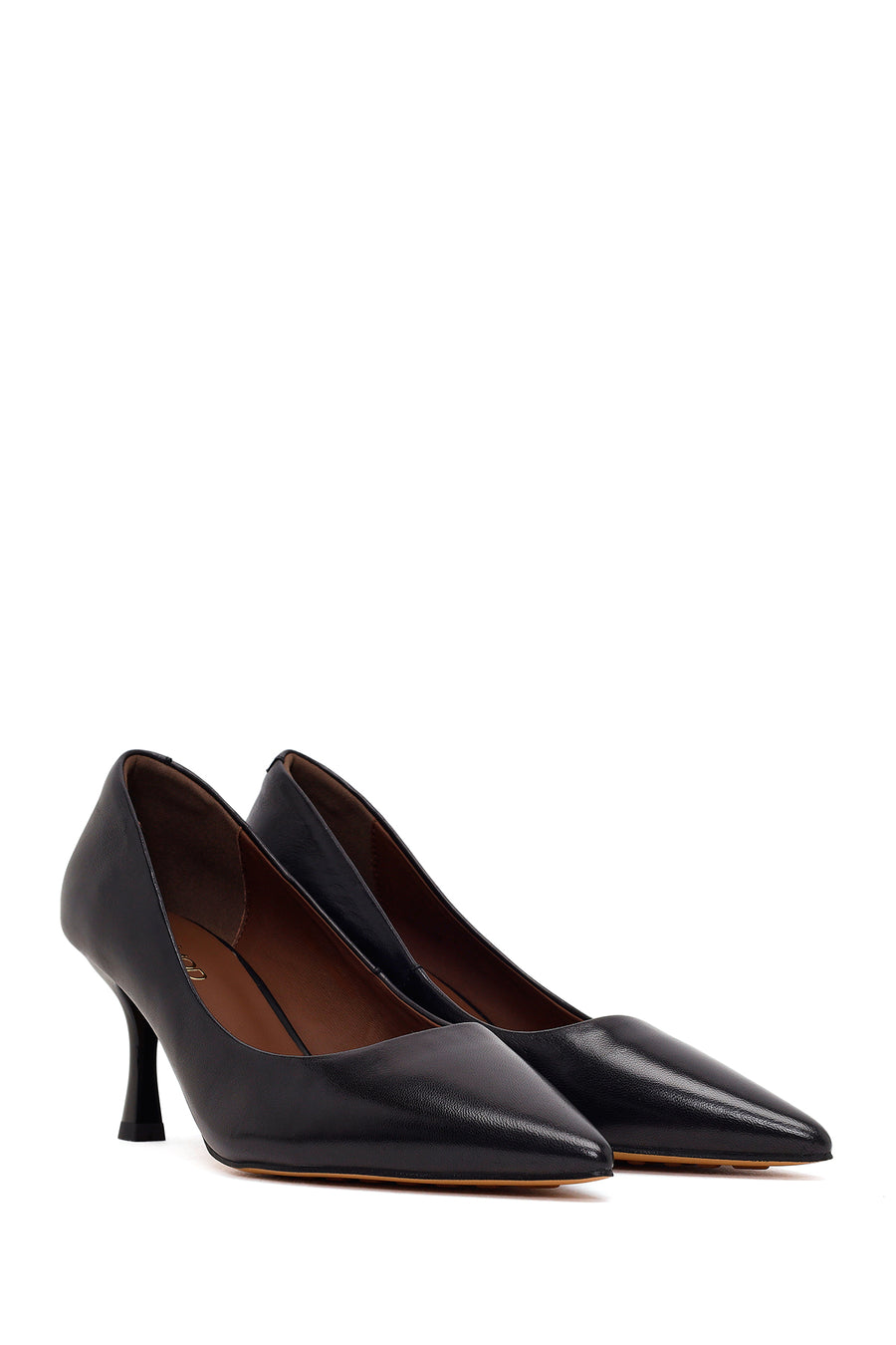 Woman Black Thin-Heeled Leather Stiletto