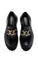 Kadın Siyah Rugan Deri Tokalı Casual Loafer | Derimod