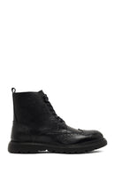 Men's Black Zippered Leather Boots | Derimod